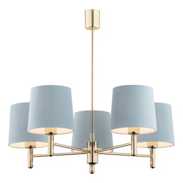 Brilagi - Pendelleuchte MONTE an Stange 5xE27/15W/230V blau/gold