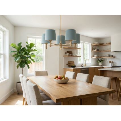 Brilagi - Pendelleuchte MONTE an Stange 5xE27/15W/230V blau/gold