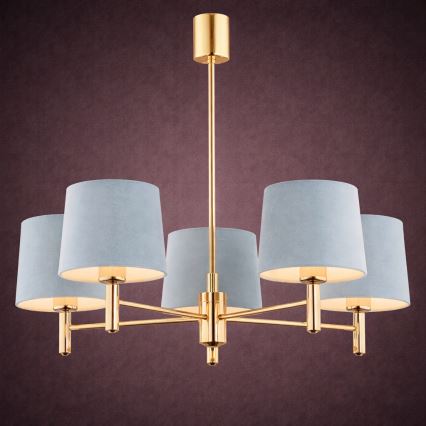 Brilagi - Pendelleuchte MONTE an Stange 5xE27/15W/230V blau/gold