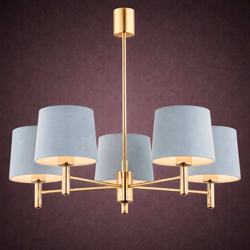 Brilagi - Pendelleuchte MONTE an Stange 5xE27/15W/230V blau/gold