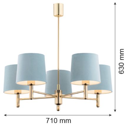 Brilagi - Pendelleuchte MONTE an Stange 5xE27/15W/230V blau/gold
