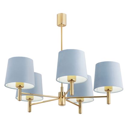 BRILAGI - Pendelleuchte MONTE an Stange 5xE27/60W/230V blau/gold