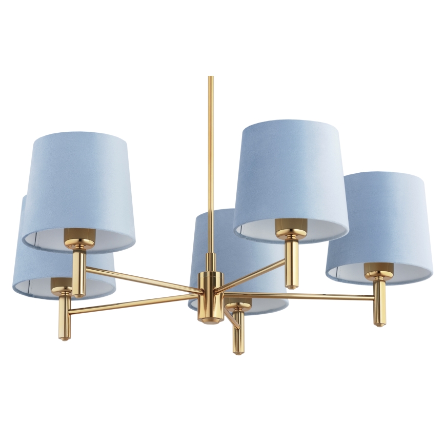 BRILAGI - Pendelleuchte MONTE an Stange 5xE27/60W/230V blau/gold