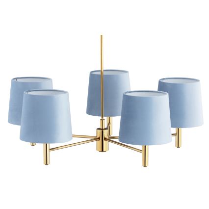 BRILAGI - Pendelleuchte MONTE an Stange 5xE27/60W/230V blau/gold