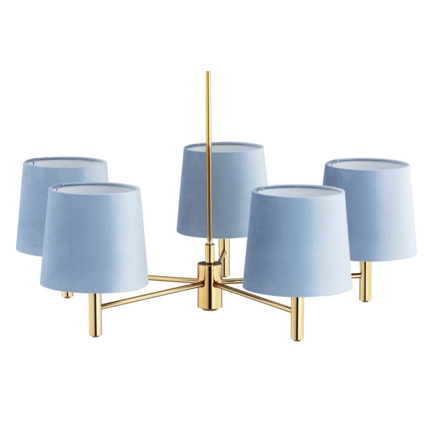 BRILAGI - Pendelleuchte MONTE an Stange 5xE27/60W/230V blau/gold
