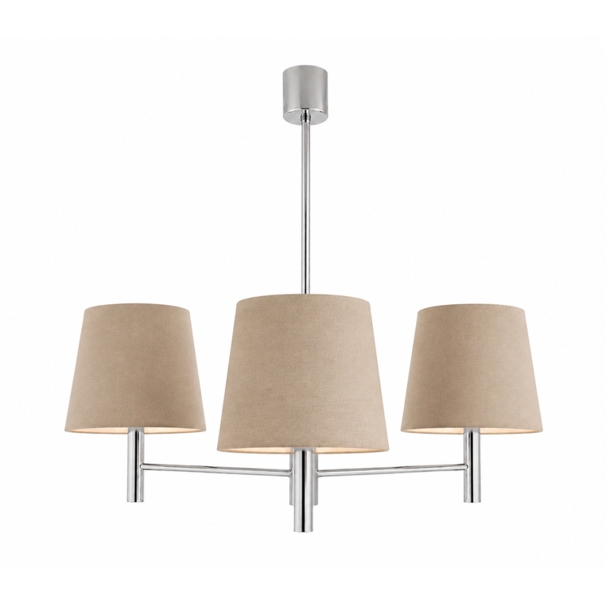 Brilagi - Pendelleuchte MONTE mit Stange 3xE27/60W/230V beige/Glanzchrom