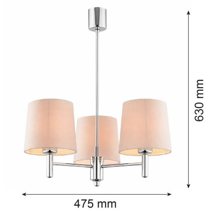 Brilagi - Pendelleuchte MONTE mit Stange 3xE27/60W/230V beige/Glanzchrom