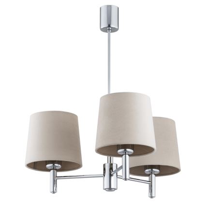 BRILAGI - Pendelleuchte MONTE mit Stange 3xE27/60W/230V beige/Glanzchrom