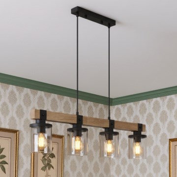 Brilagi - Pendelleuchte VISTA mit Kabel 4xE27/60W/230V Eiche