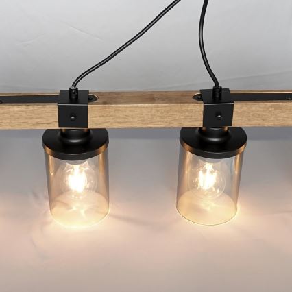 Brilagi - Pendelleuchte VISTA mit Kabel 4xE27/60W/230V Eiche