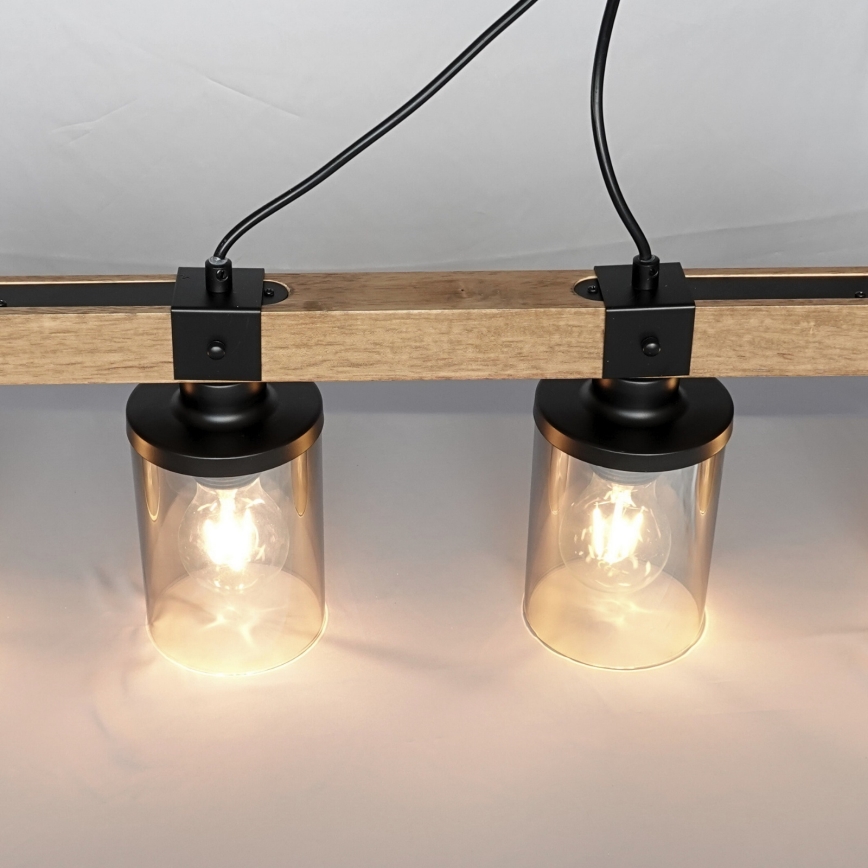 Brilagi - Pendelleuchte VISTA mit Kabel 4xE27/60W/230V Eiche