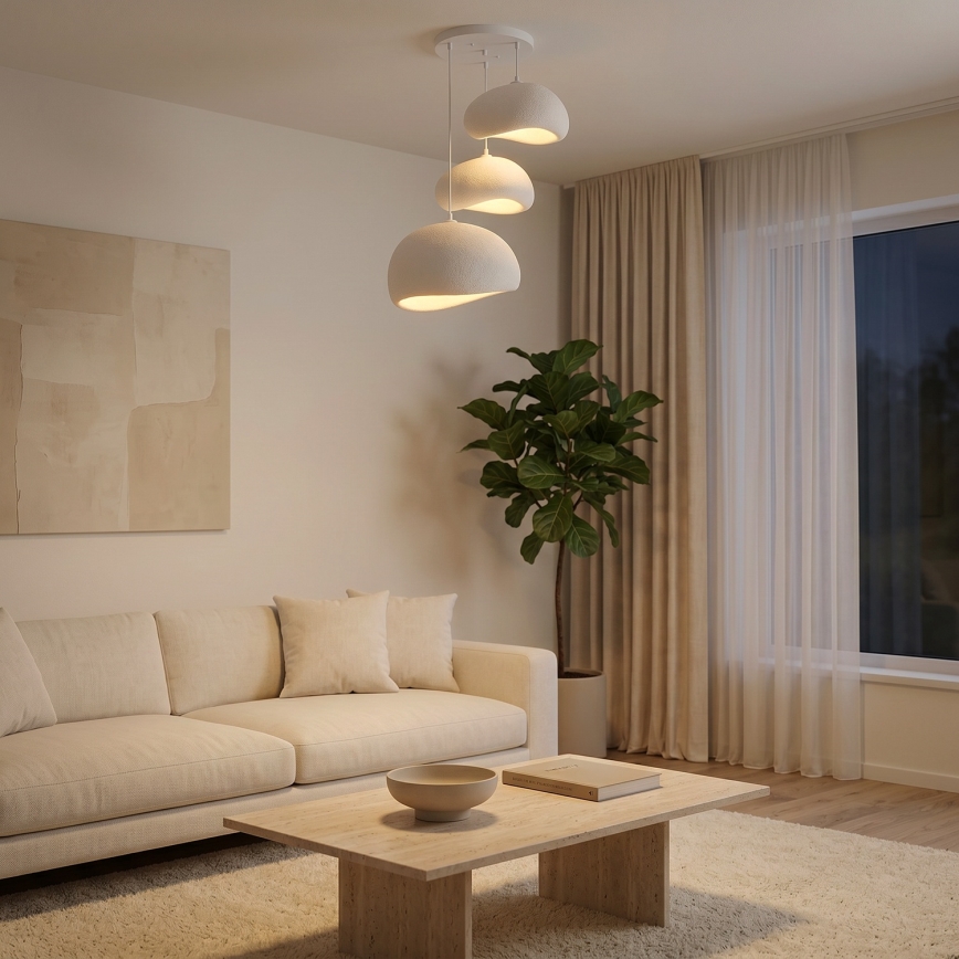 Brilagi - Pendelleuchte WABI SABI, 3x E27/40W/230V, Ø 76 cm, weiß