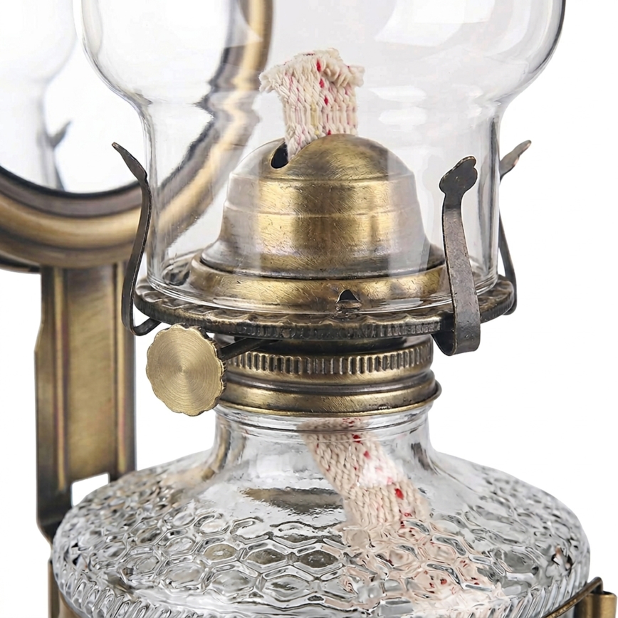 Brilagi - Petroleumlampe MERLIN mit Spiegel, Gold/Patina