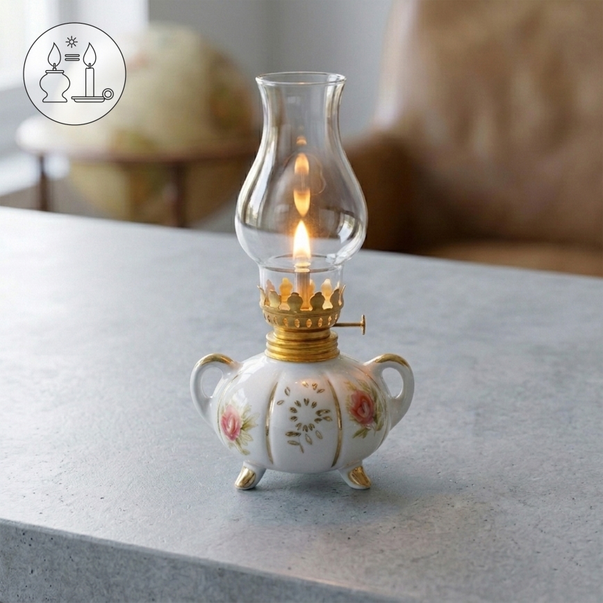 Brilagi - Petroleumlampe MERLIN Weiß/Gold