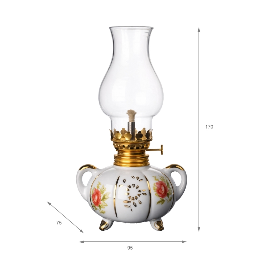 Brilagi - Petroleumlampe MERLIN Weiß/Gold