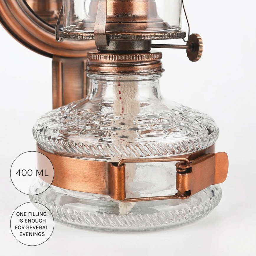 BRILAGI - Petroleumlampe mit Spiegel MERLIN kupferfarben/Patina