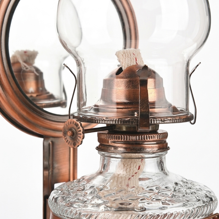 BRILAGI - Petroleumlampe mit Spiegel MERLIN kupferfarben/Patina
