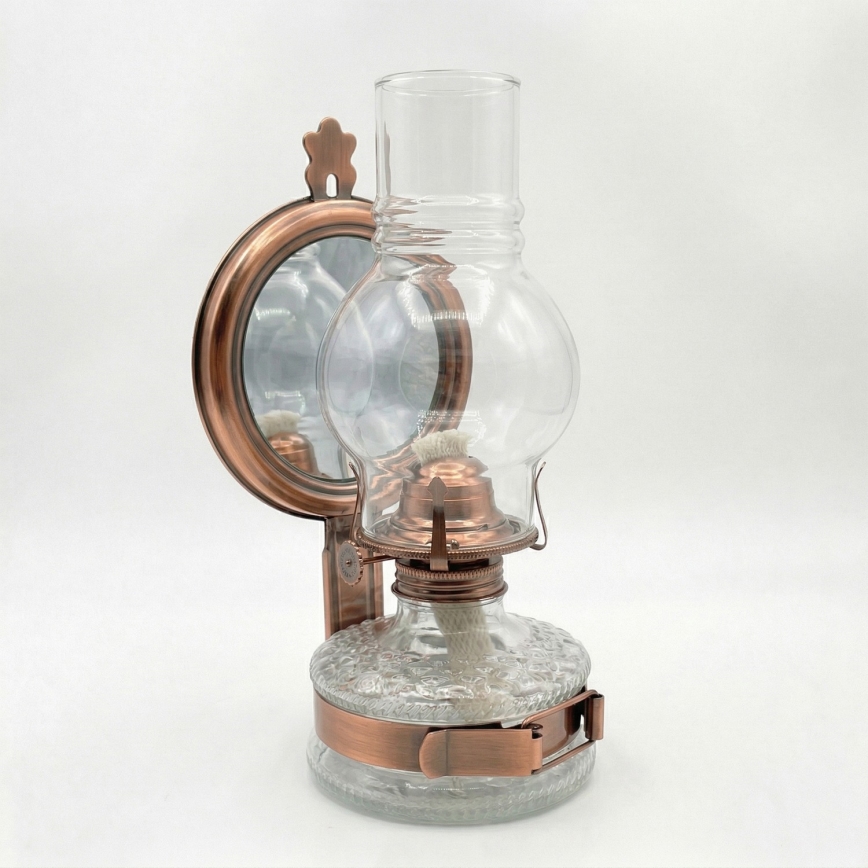 BRILAGI - Petroleumlampe mit Spiegel MERLIN kupferfarben/Patina