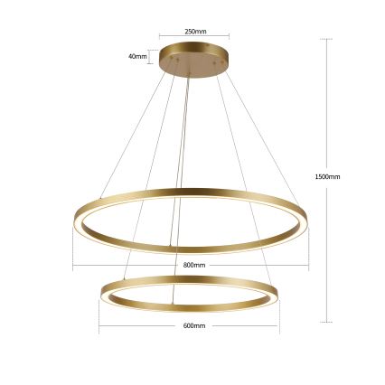 Brilagi - PORTOFINO dimmbare LED-Pendelleuchte mit Seilaufhängung LED/98W/230V 3000-6000K Ø 80 cm gold + Fernbedienung