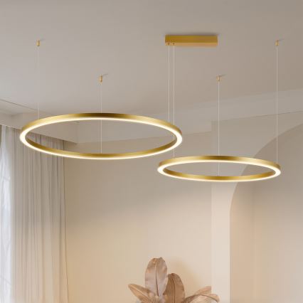 Brilagi - LED-dimmbare Pendelleuchte an Kabel PORTOFINO LED/98W/230V 3000-6000K goldfarben + Fernbedienung
