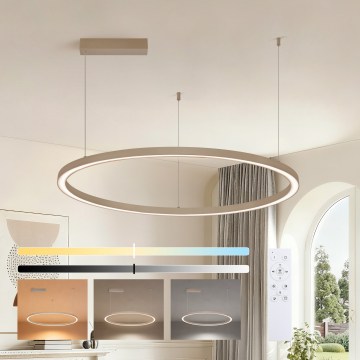 Brilagi - PORTOFINO LED-dimmbare Pendelleuchte an Kabel, 60W/230V, 3000–6000K, Ø 80 cm, beige + Fernbedienung