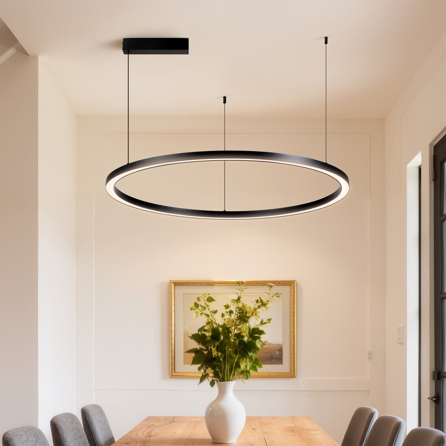 Brilagi - LED-dimmbare Pendelleuchte an Seil PORTOFINO LED/60W/230V 3000-6000K Ø 80 cm schwarz + Fernbedienung