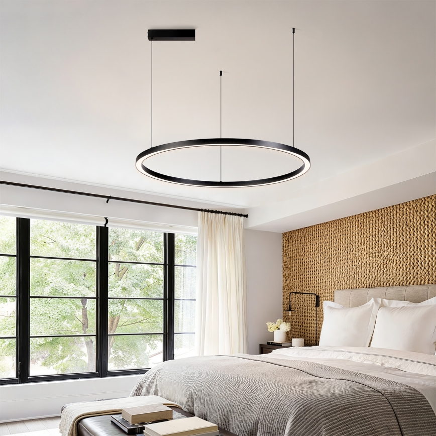 Brilagi - LED-dimmbare Pendelleuchte an Seil PORTOFINO LED/60W/230V 3000-6000K Ø 80 cm schwarz + Fernbedienung