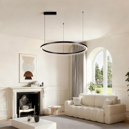 Brilagi - LED-dimmbare Pendelleuchte an Seil PORTOFINO LED/60W/230V 3000-6000K Ø 80 cm schwarz + Fernbedienung