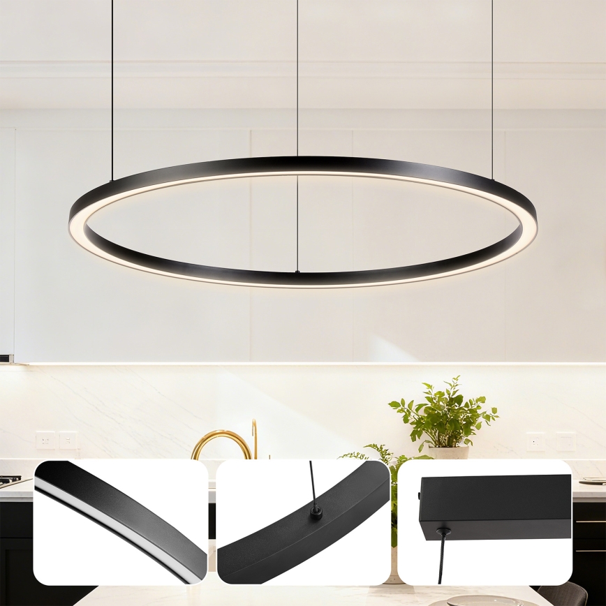 Brilagi - LED-dimmbare Pendelleuchte an Seil PORTOFINO LED/60W/230V 3000-6000K Ø 80 cm schwarz + Fernbedienung
