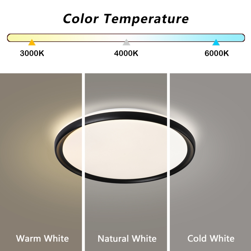 Brilagi - LED dimmbare Deckenleuchte RIVO LED/72W/230V 3000-6000K schwarz Ø 50 cm + Fernbedienung