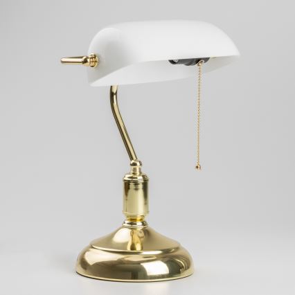 Brilagi - Schreibtischlampe BANK OFFICE 1xE27/60W/230V gold/weiß