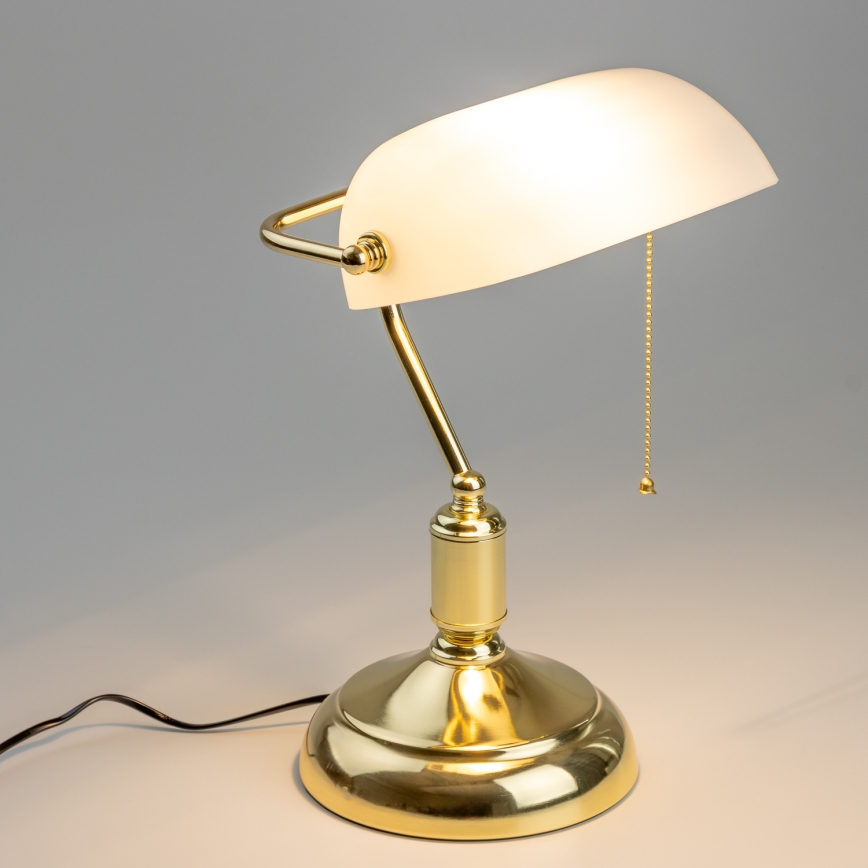 Brilagi - Schreibtischlampe BANK OFFICE 1xE27/60W/230V gold/weiß