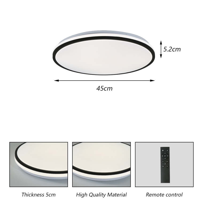 Brilagi - Dimmbare SMART LED-Deckenleuchte, 36 W, 230 V, Ø 48 cm, 3000–6000 K, Wi-Fi (Tuya), Beacon + Fernbedienung