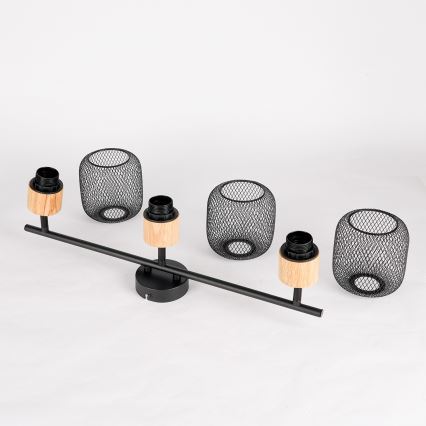 Brilagi - Spotleuchte BASKLITE 3xE27/15W/230V Holz/Schwarz