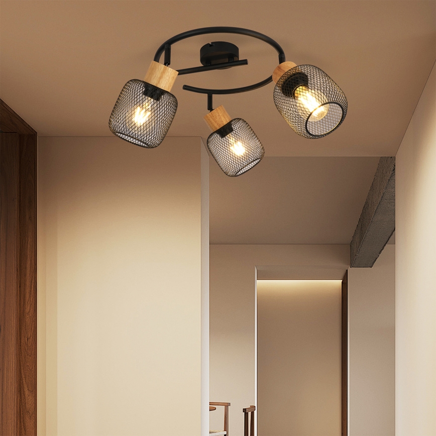 Brilagi - Spotleuchte BASKLITE 3xE27/15W/230V Holz/Schwarz