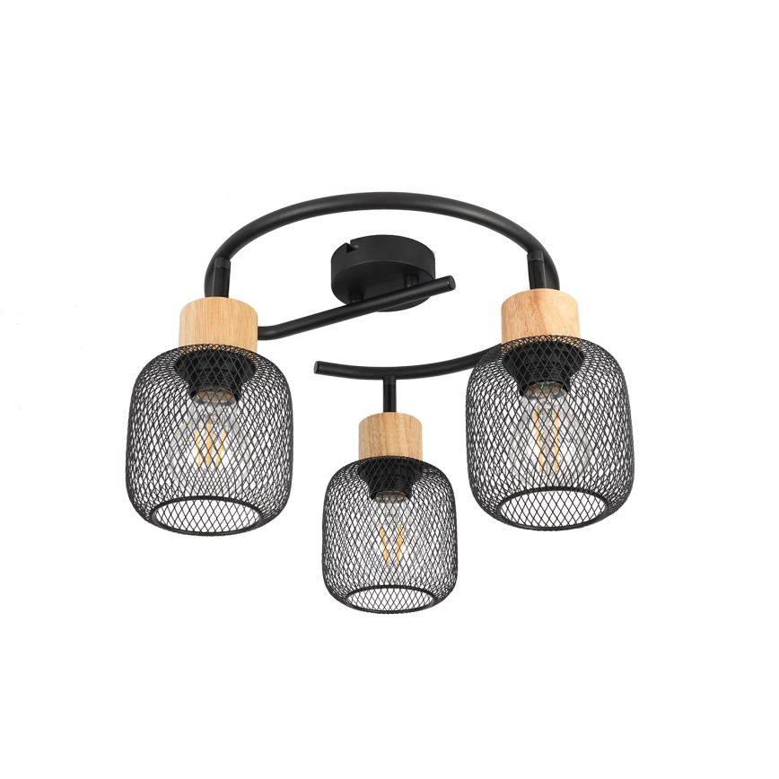 Brilagi - Spotleuchte BASKLITE 3xE27/15W/230V Holz/Schwarz