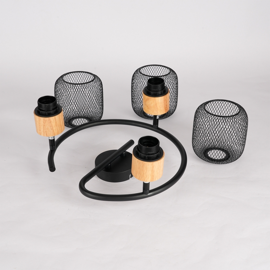 Brilagi - Spotleuchte BASKLITE 3xE27/15W/230V Holz/Schwarz