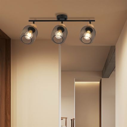 Brilagi - Spotleuchte BASKLITE 3xE27/15W/230V Kautschukholz/schwarz