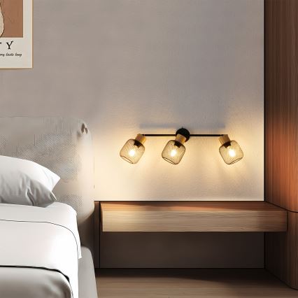 Brilagi - Spotleuchte BASKLITE 3xE27/15W/230V Kautschukholz/schwarz