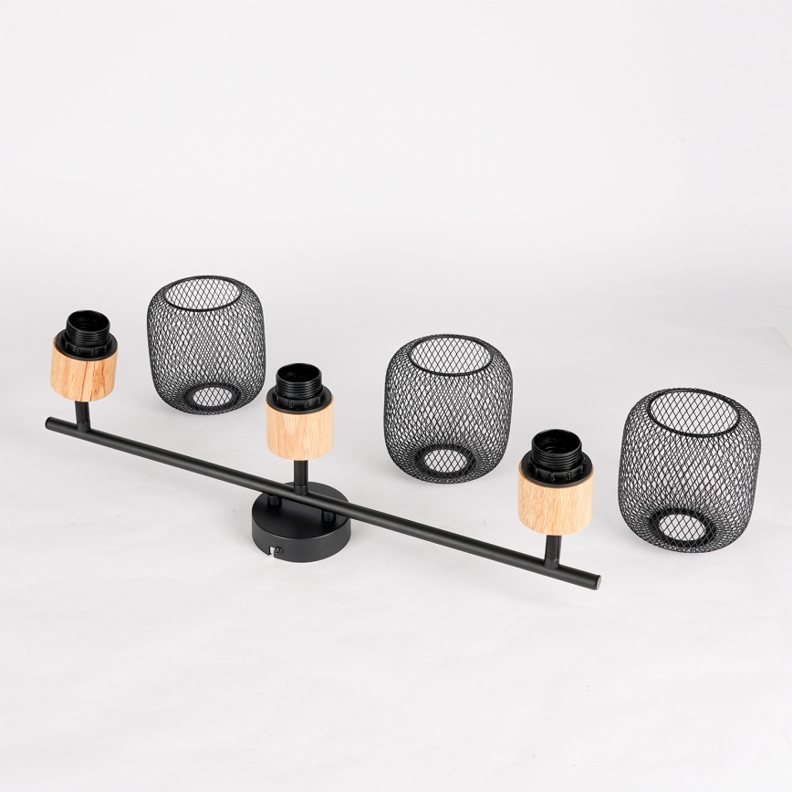 Brilagi - Spotleuchte BASKLITE 3xE27/15W/230V Kautschukholz/schwarz