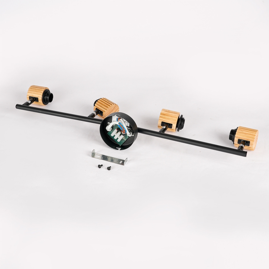 Brilagi - Spotleuchte BASKLITE 4xE27/15W/230V Gummibaumholz/schwarz