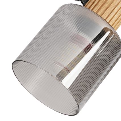 Brilagi - Spotleuchte HYGGE 2xE14/15W/230V Gummibaumholz/rauchglas