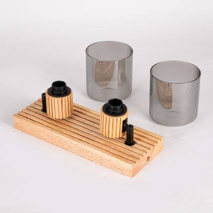 Brilagi - Spotleuchte HYGGE 2xE14/15W/230V Holz/Rauchglas