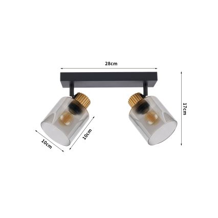 Brilagi - Spotleuchte HYGGE 2xE14/15W/230V schwarz/rauchfarben