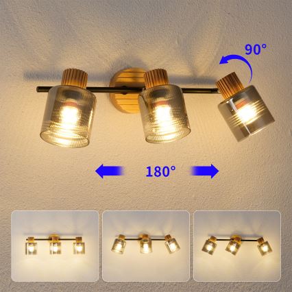 Brilagi - Spotleuchte HYGGE 3xE14/15W/230V Holz/rauchfarben