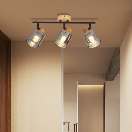 Brilagi - Spotleuchte HYGGE 3xE14/15W/230V Holz/rauchfarben