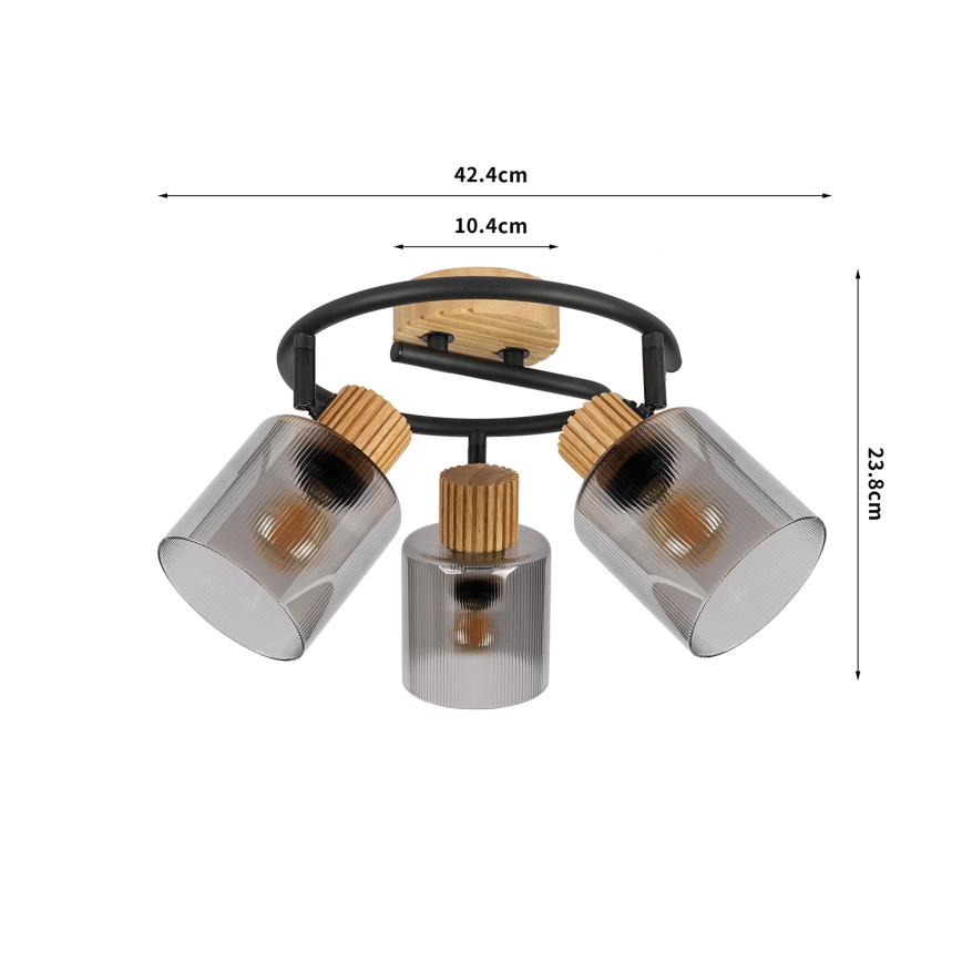 Brilagi - Spotleuchte HYGGE 3xE14/15W/230V Holz/rauchfarben