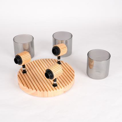 Brilagi - Spotleuchte HYGGE 3xE14/15W/230V Holz/rauchfarben