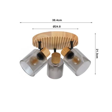 Brilagi - Spotleuchte HYGGE 3xE14/15W/230V Holz/rauchfarben