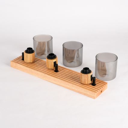 Brilagi - Spotleuchte HYGGE 3xE14/15W/230V Holz/rauchgrau